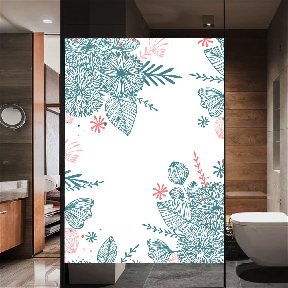 Folie okienne Prywatność folia okienna liście roślin wzór szkło dekoracyjne obejmujące bez kleju statyczne przyleganie matowe naklejki na okna do wystroju domu (Color : 70x100cm)