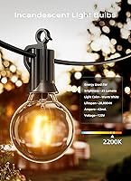 Vista 3 de Brightown Bombillas de repuesto G40, bombillas de globo transparentes de repuesto para cadena de luces al aire libre, base de candelabro E12