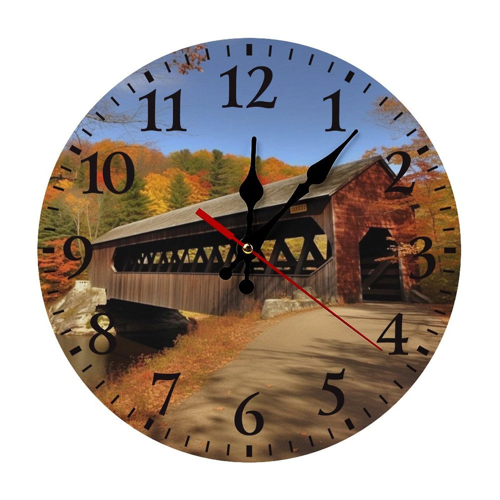 Horloge murale silencieuse Albany noire avec chiffres arabes pour maison