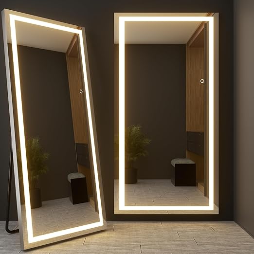 OSMall 65" x 22" Lighted Full Length Mirror,Floor Standing