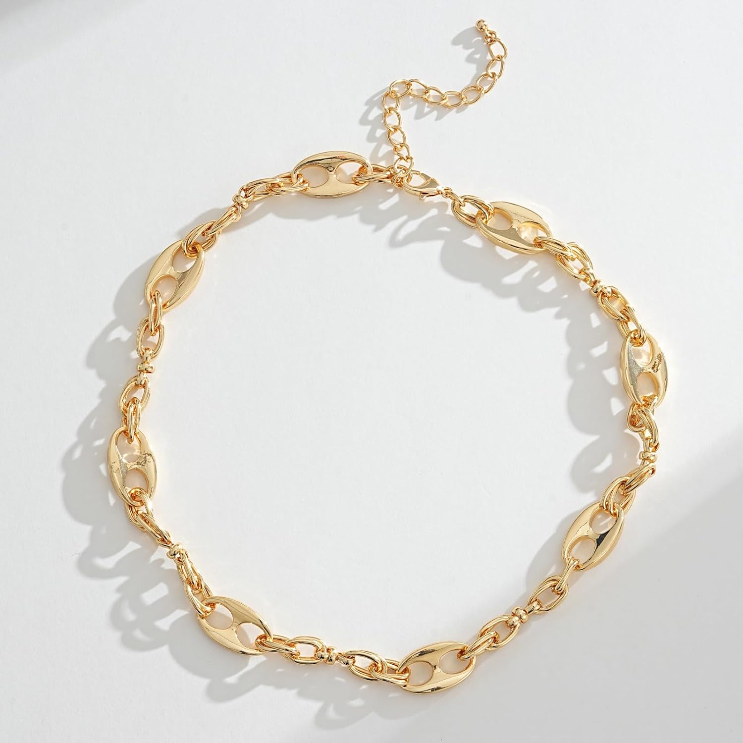 Gold Mixed Statement Choker Necklace for Women 14K Gold Plated Mariner Chain Necklace Chunky Fashion Paperclip Chain Jewelry - Image 5