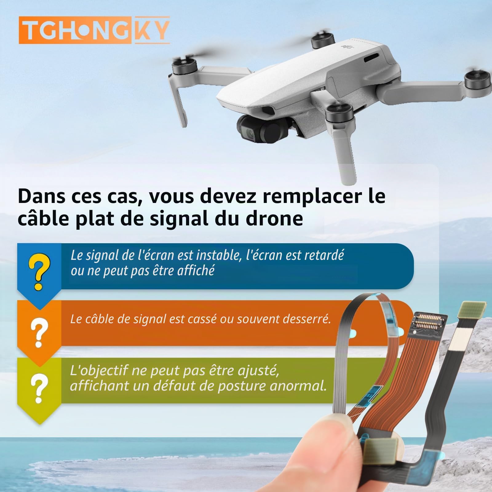 Drone Ruban Plat Signal câble pour DJI Mini/Mini 2/Mavic Mini Câble Ruban de cardan pour DJI Mini 2 SE/Mini SE avec Outils