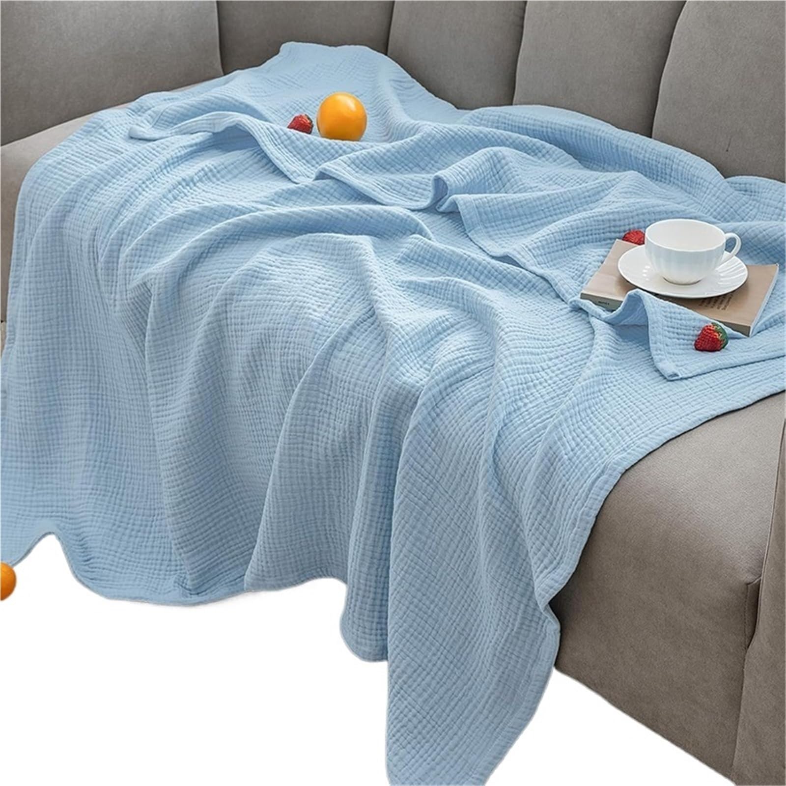 FIgpmwld Cotton Muslin Throw Blanket 6 Gauze Layers Multicolor Multiple Sizes(Color6,130x150cm)