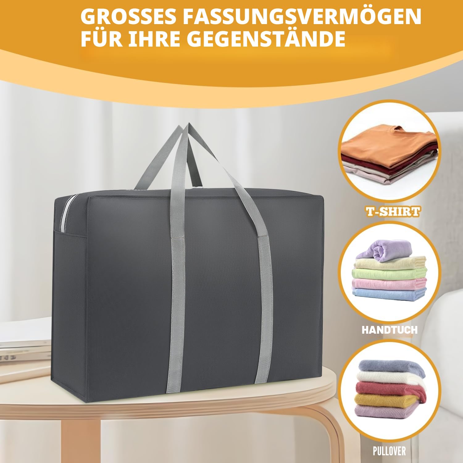 2er-Pack Aufbewahrungstasche für Bettdecken: LEKEFET Bettwäsche Tasche Aufbewahrung Bettzeug, Groß Aufbewahrungstasche, Handliche Reißverschluss-Bag für Bettwäsche Bettdecken Kissen 110L Küche, Haushalt & Wohnen