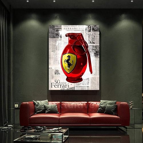 Miniatura 3 de Inktuitive 'Rrari Pop' Arte de pared inspirador con marco negro  Impresión en lienzo Rrari de lujo  Decoración motivacional para dormitorio, sala de