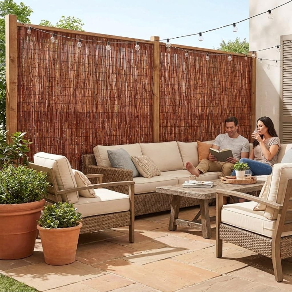 Générique Canisse Roseau Naturel, Brise Vue en Roseau Opaque pour Clôture Jardin et Palissade Terrasse, Pare-Soleil Coupe-Vent Exterieur, Rouleau Protection Intimité Balcon(91x457cm(3x15ft))