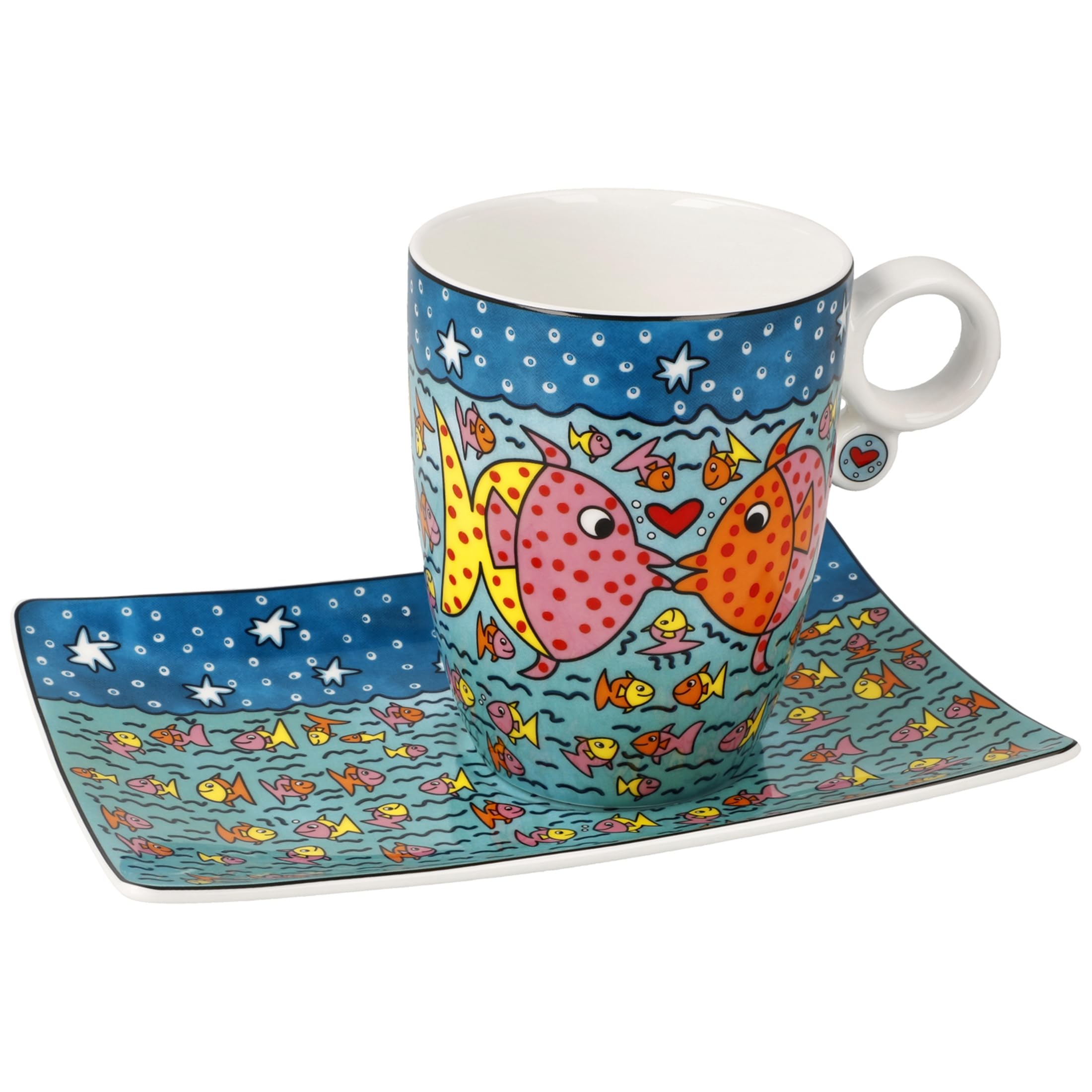 Goebel Rizzi Family of Fish Pop Art Artist Cup and Saucer