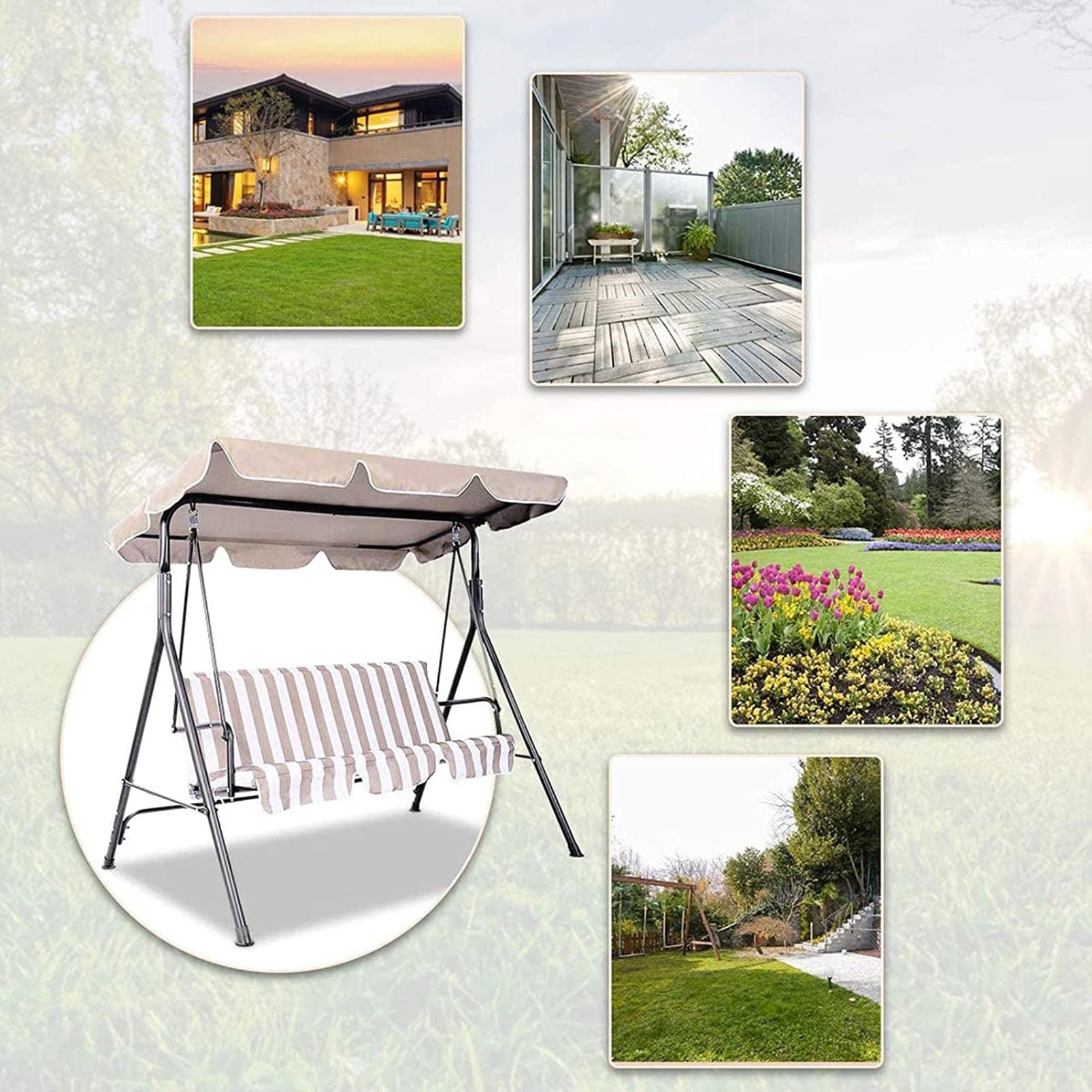 Tetto del Dondolo da Giardino Ricambio, Set di Copertura Superiore Impermeabile per Altalena da Patio, Copertura di Ricambio per Gazebo da Esterno, pergolati, sedie, Tenda da Sole, altalene da portic