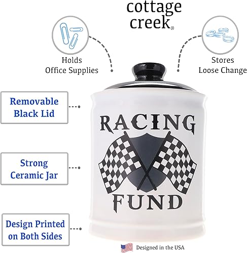 Miniatura 4 de Regalos para hombres, alcancía de fondo de carreras, tarro de cerámica de caramelo de carreras con tapa, regalos únicos para auto, regalos para