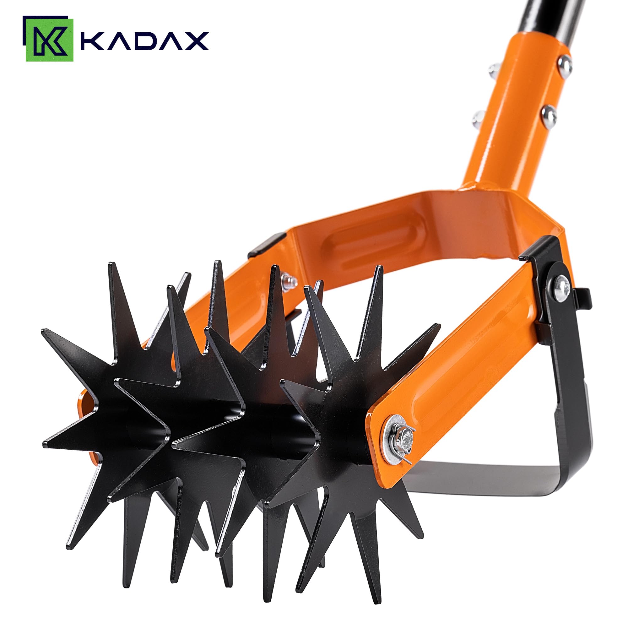 KADAX Rotationsgrubber 16 x 180 cm, Sternfräse mit Jätemesser, Gartenfräse aus Edelstahl, Rollkultivator zur Bodenlockerung, Bodenfräse, Kultivator mit Sternrädern