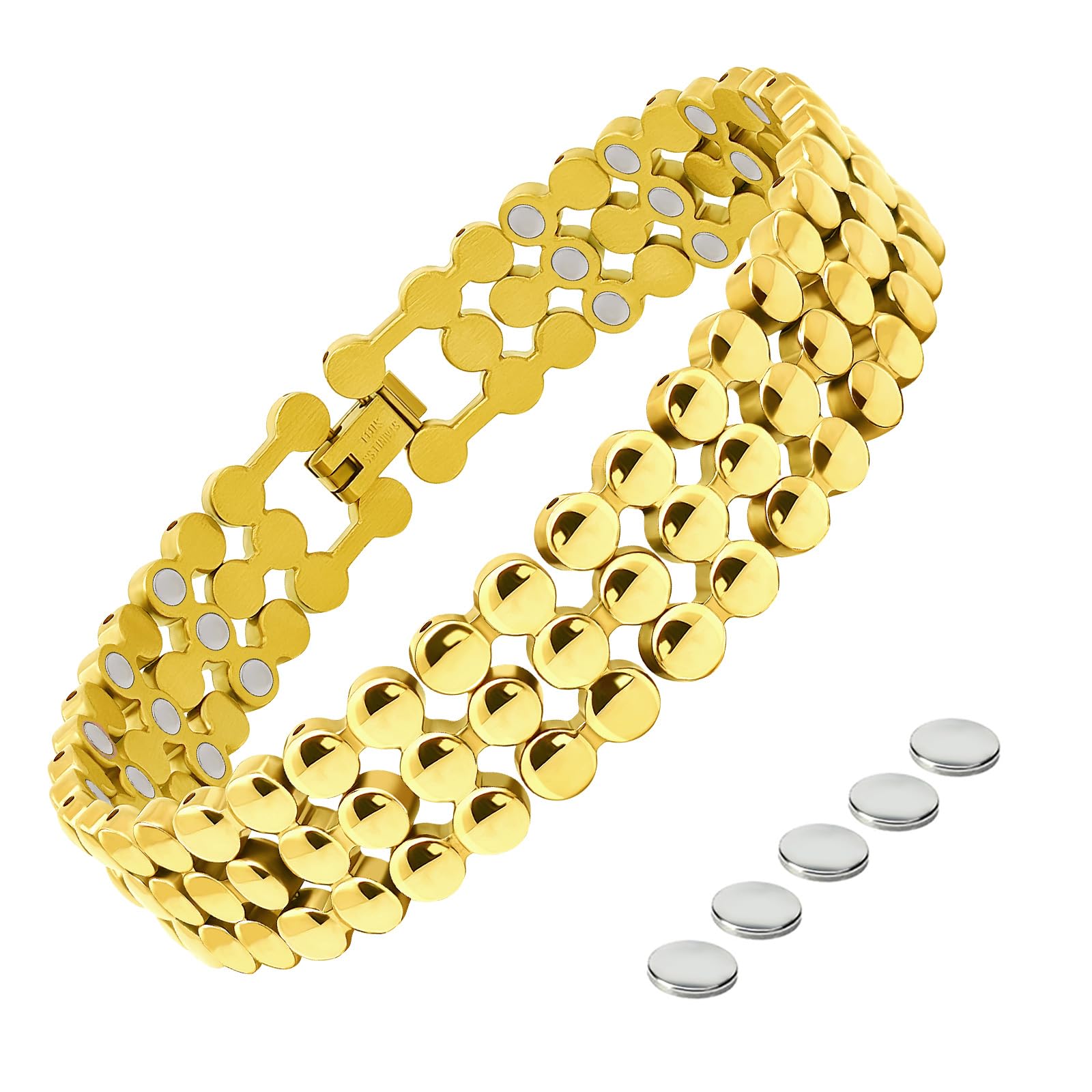 JEROOT Pulsera magnética de titanio para hombre, incluye herramienta de extracción