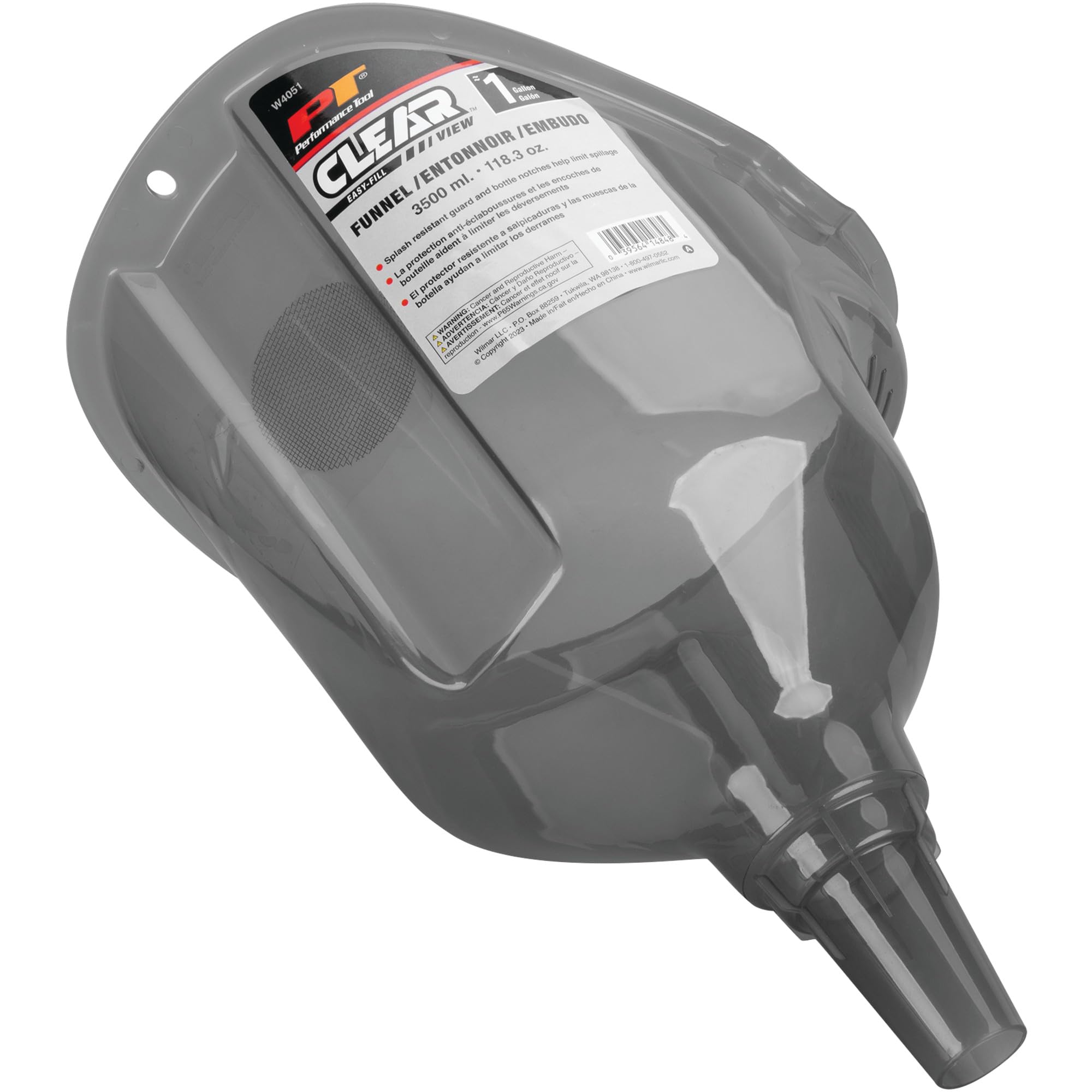 W4051 Clear View Easy-Fill Funnel - 1 Gallon, Transparent, Splash-Resistant Guard, Mesh Filter