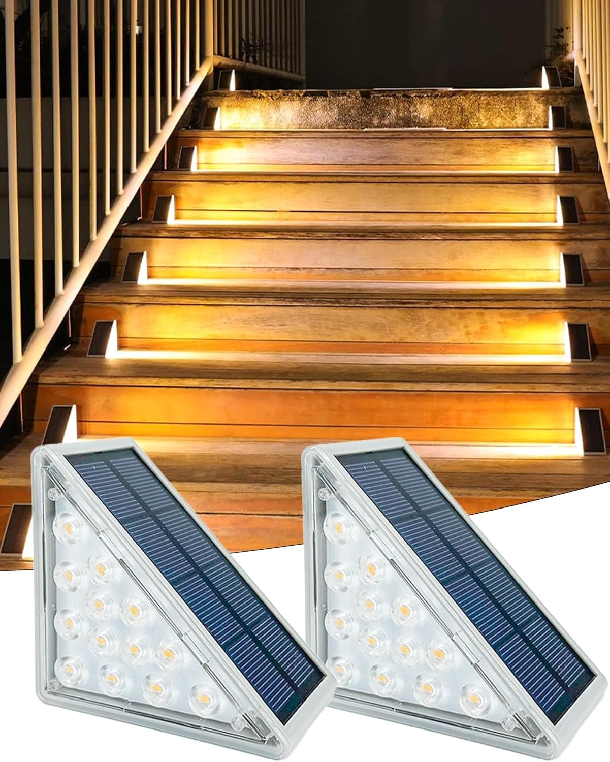 Luci solari per esterni, IP65, impermeabili, 6-12H, triangolari, illuminazione decorativa per giardino, scale, portico