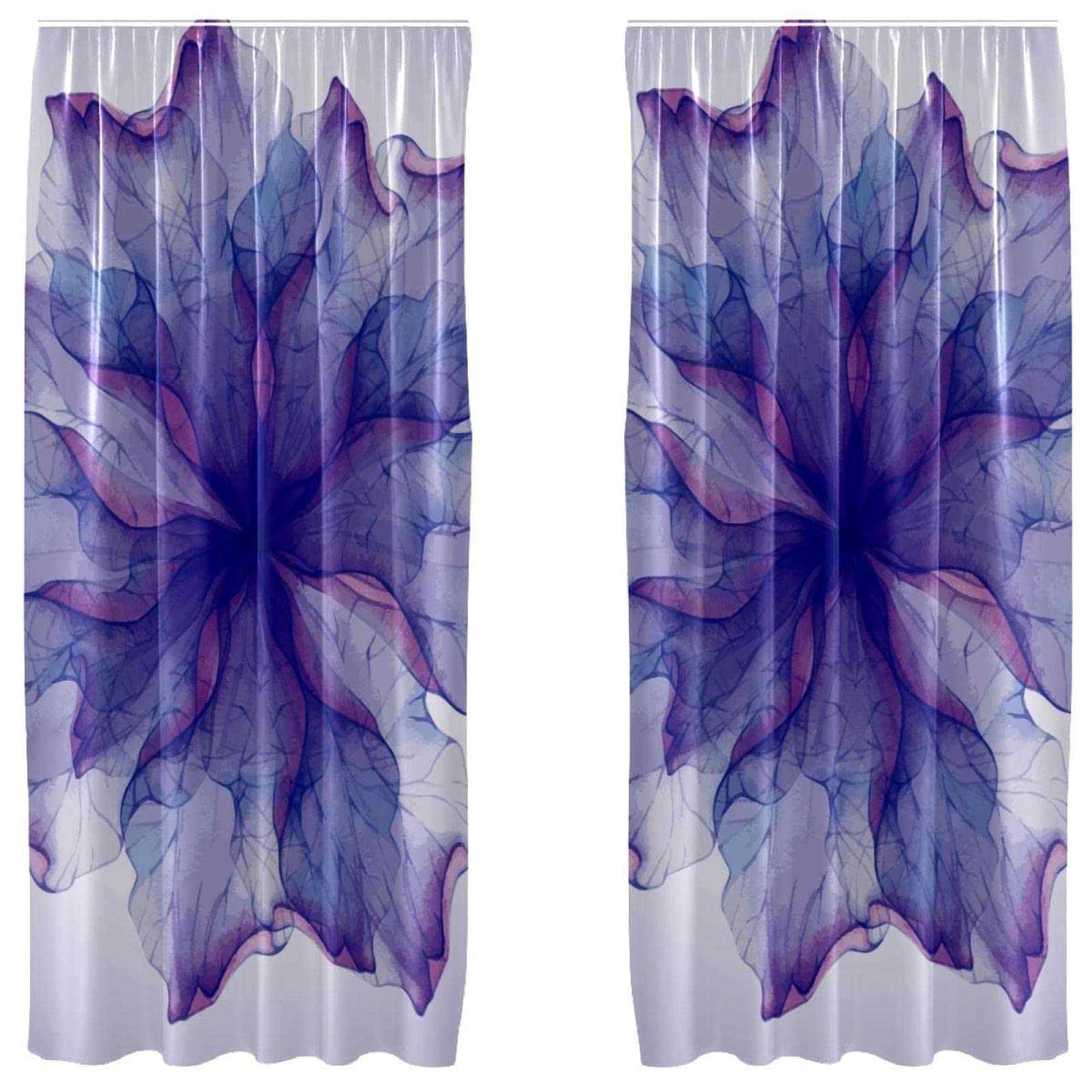 Panneaux floraux violets 140x213 cm pour habiller les fenêtres de chambre