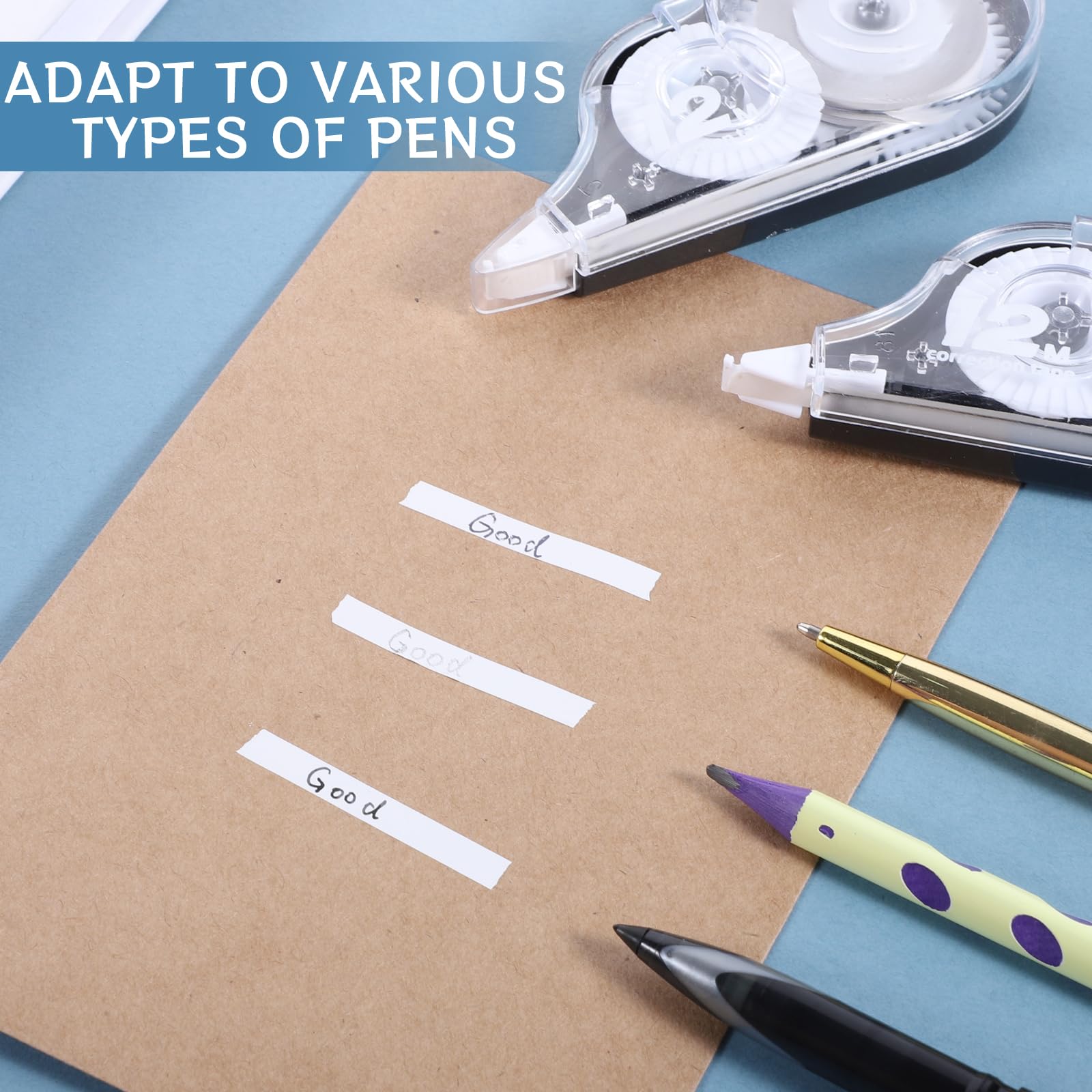 12 Bianchetti A Nastro Yoosso - Corrector Tape 12m X 5mm, Con Cappuccio Protettivo | Per Scuola E Ufficio - Foto 2