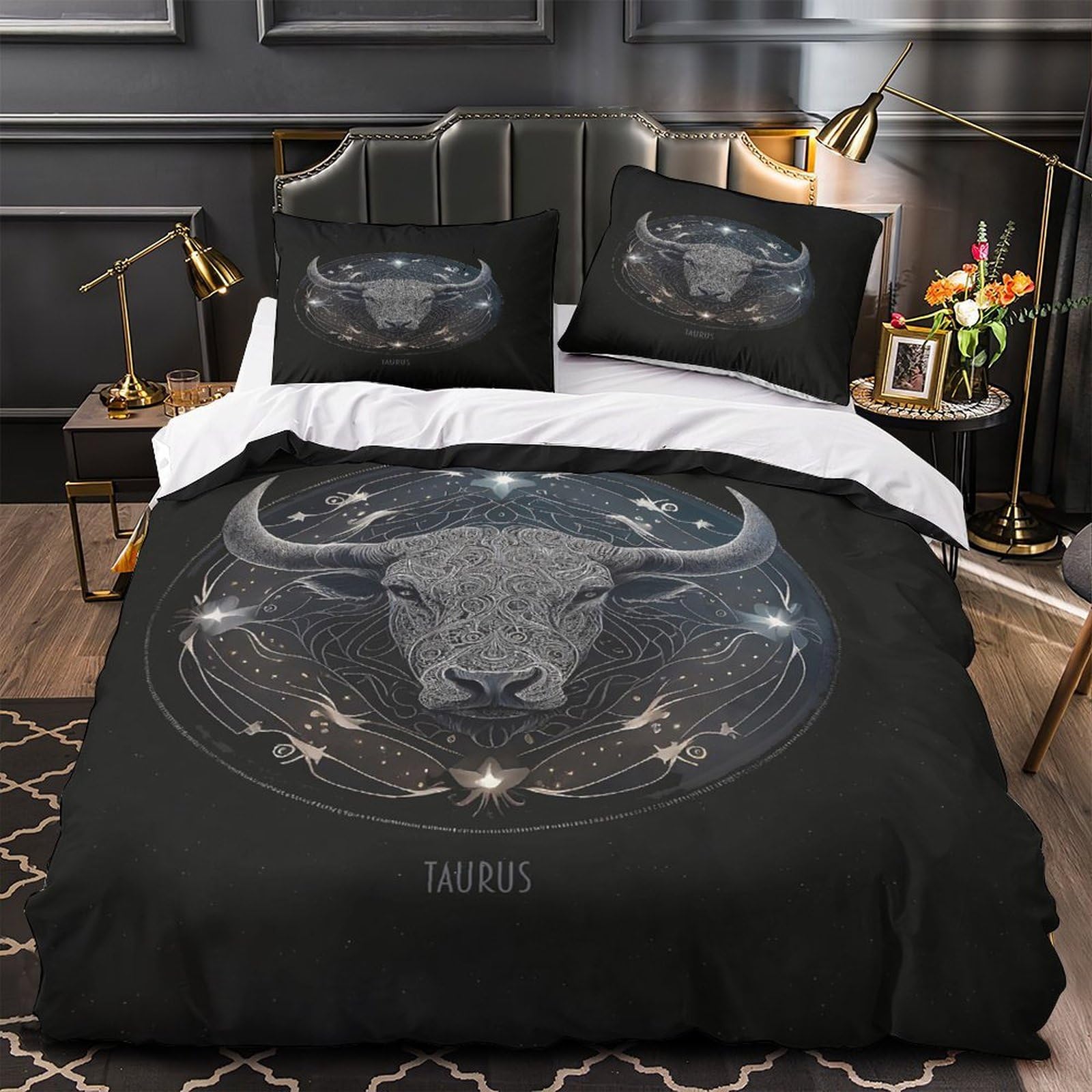 Parure de lit Taureau 3D en microfibre avec housse de couette ado 135x200cm