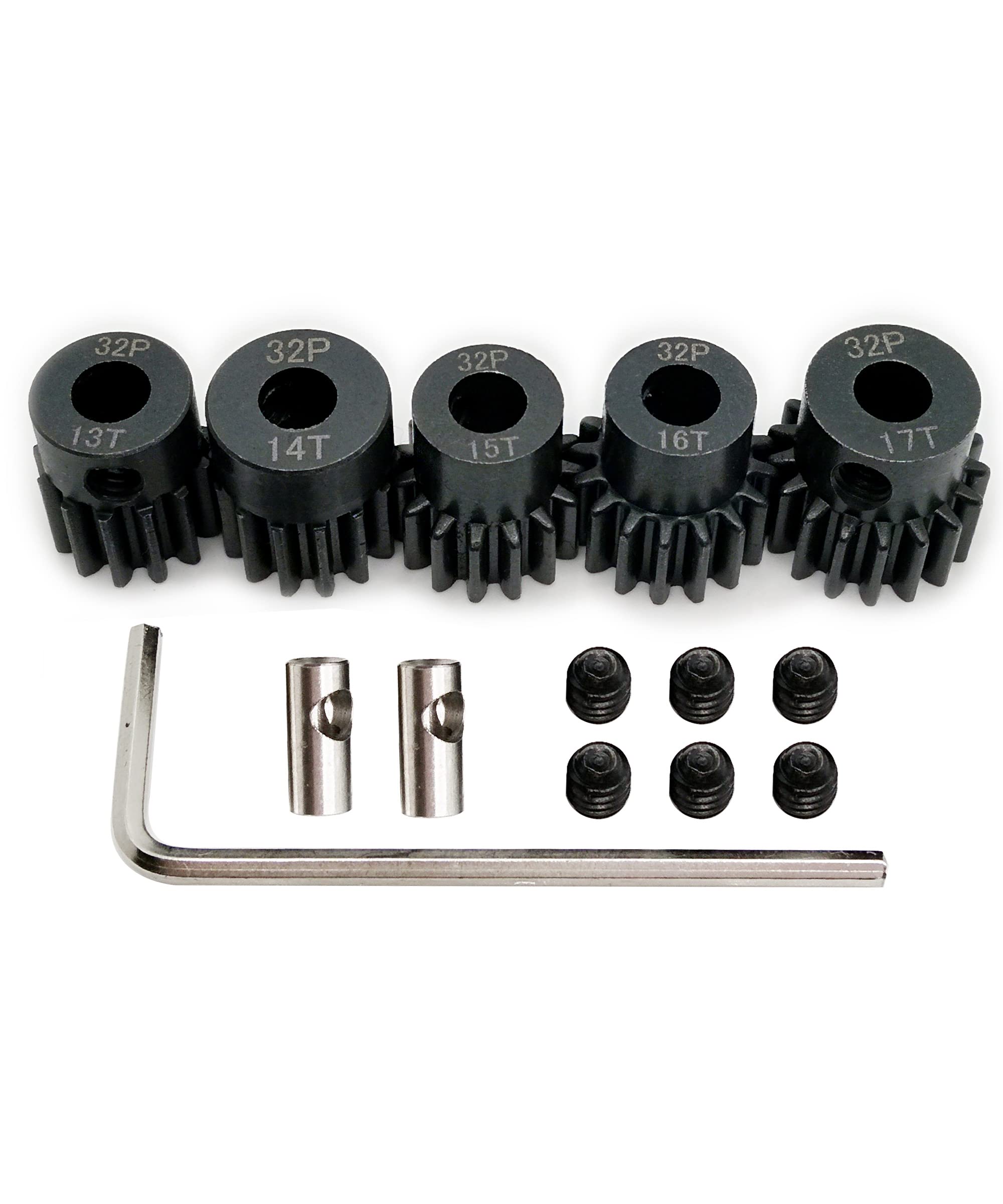 Lot De 5 Pignons Moteur 32DP 3,175mm – 12T à 16T Pour RC 1/10, Moteur 3650/540/550, En Alliage D'aluminium, Clé Et Vis Incluses