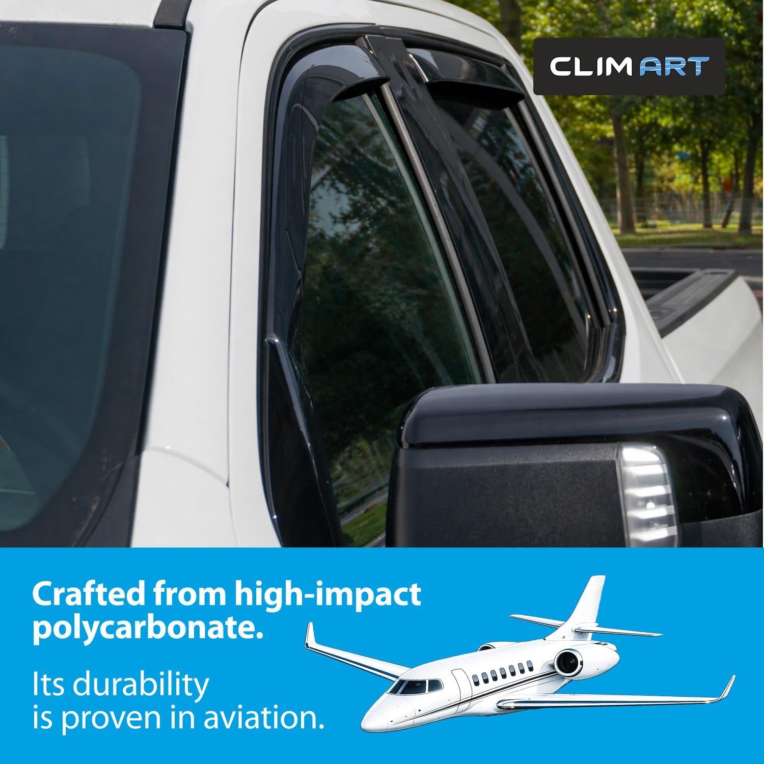 clim art in-channel incredibly durable rain guards for gmc sierra 1500 2019-2026 crew cab,original window deflectors,vent deflector,vent window visors,truck accessories,4pcs-619003lpv for sierra 1500 19-26