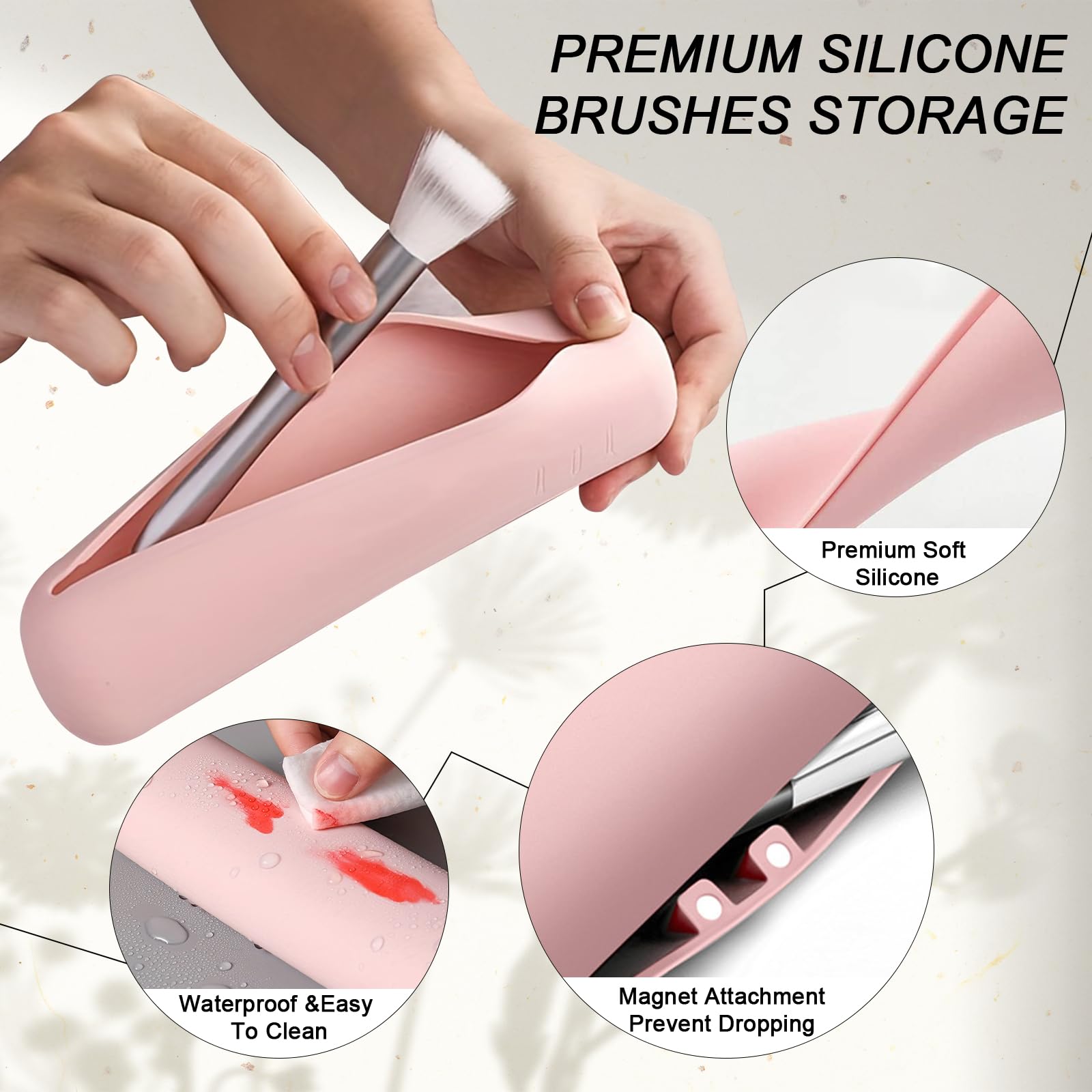 Neceser Maquillaje Grande de PU Cuero - Bolsa de Viaje XXL para Mujer - Organizador de Aseo y Makeup Bag - Accesorios de Viaje (Liso-Marrón)