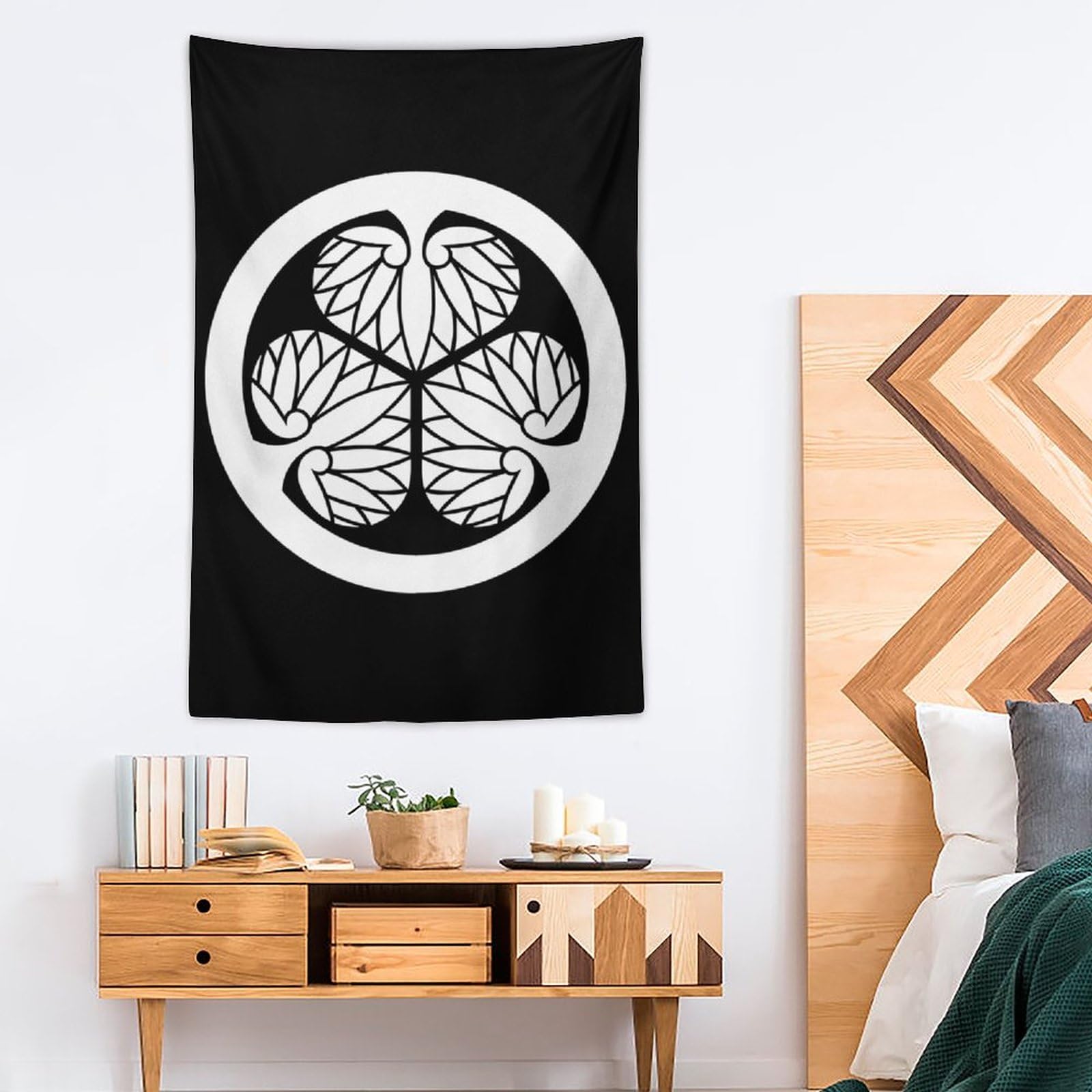 Amazon.co.jp: タペストリー 家紋 徳川・三つ葉葵 葵の御紋 壁掛け 壁  