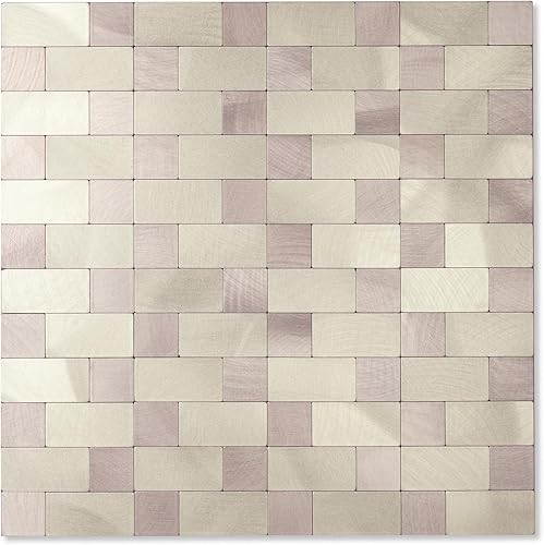 Vista 8 de Yipscazo Azulejo de protección contra salpicaduras para despegar y pegar, azulejos metálicos de acero inoxidable para paredes de cocina en mármol