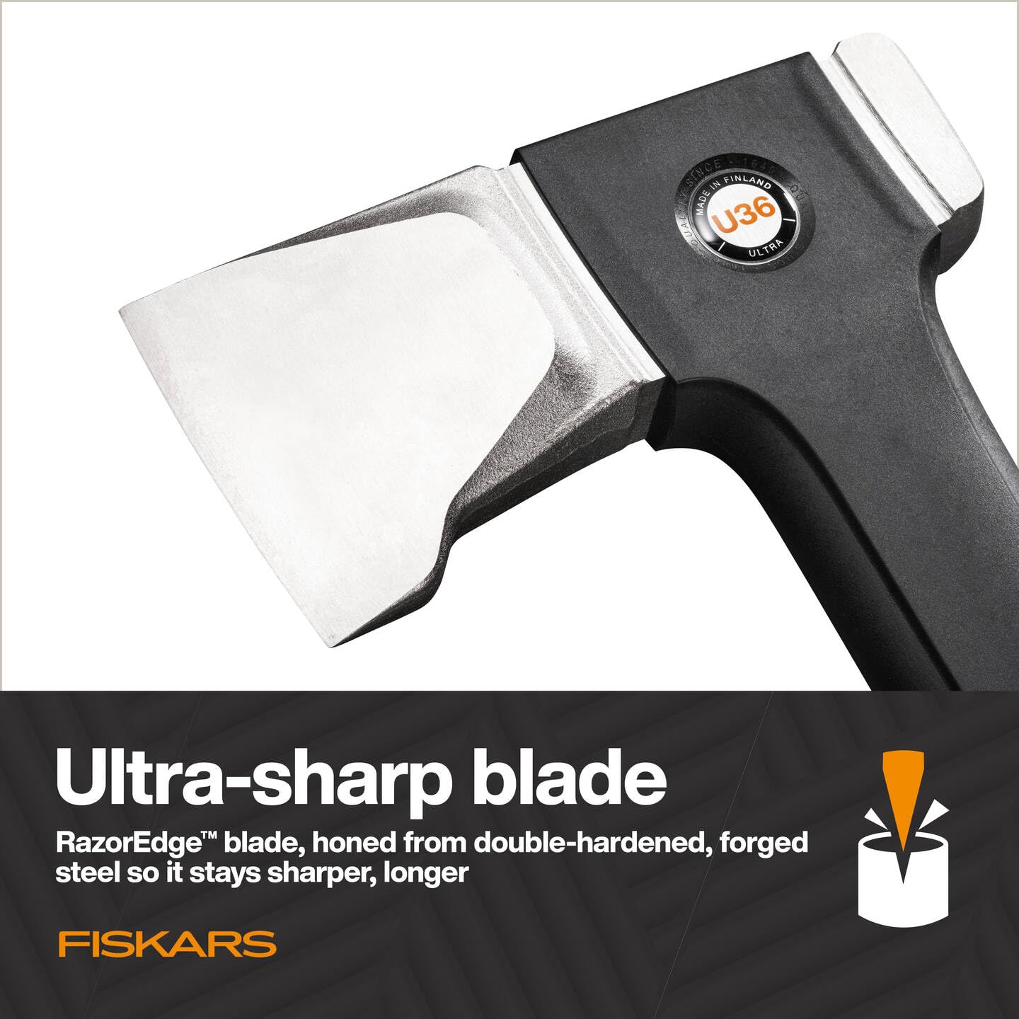 Fiskars Ultra Hacha U36, Robusta Hacha para Partir Troncos Grandes, Revestimiento ToughCoat, Equilibrio optimizado, Hoja de Acero al Carbono/Mango FiberComp, 91,5 cm, Negro, 1088144