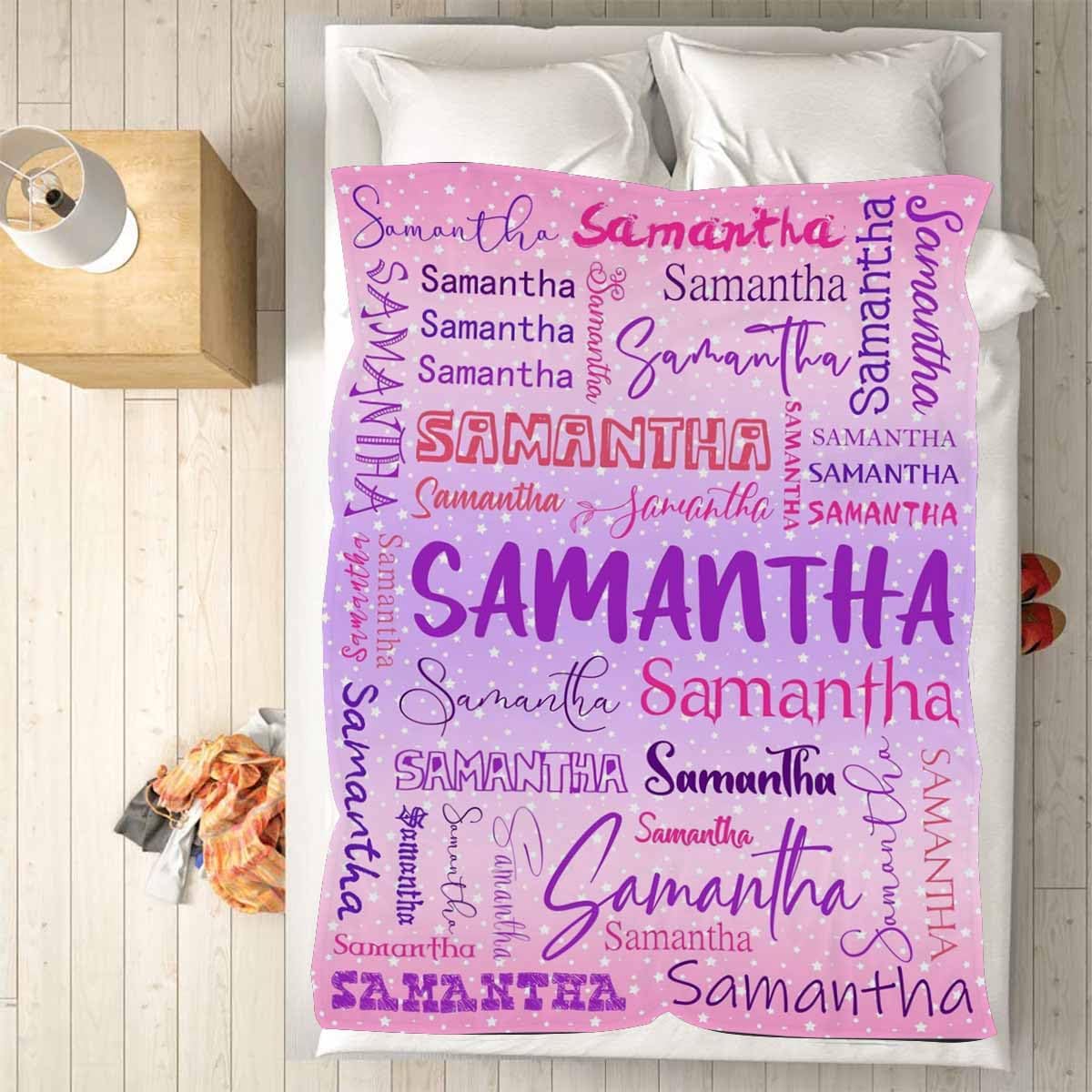 D-Story Custom Blanket Personalized with Name Text, Customized Flannel Throws Blankets for Baby Adults Kids Birthday Valentines Day Gift 80x60inch