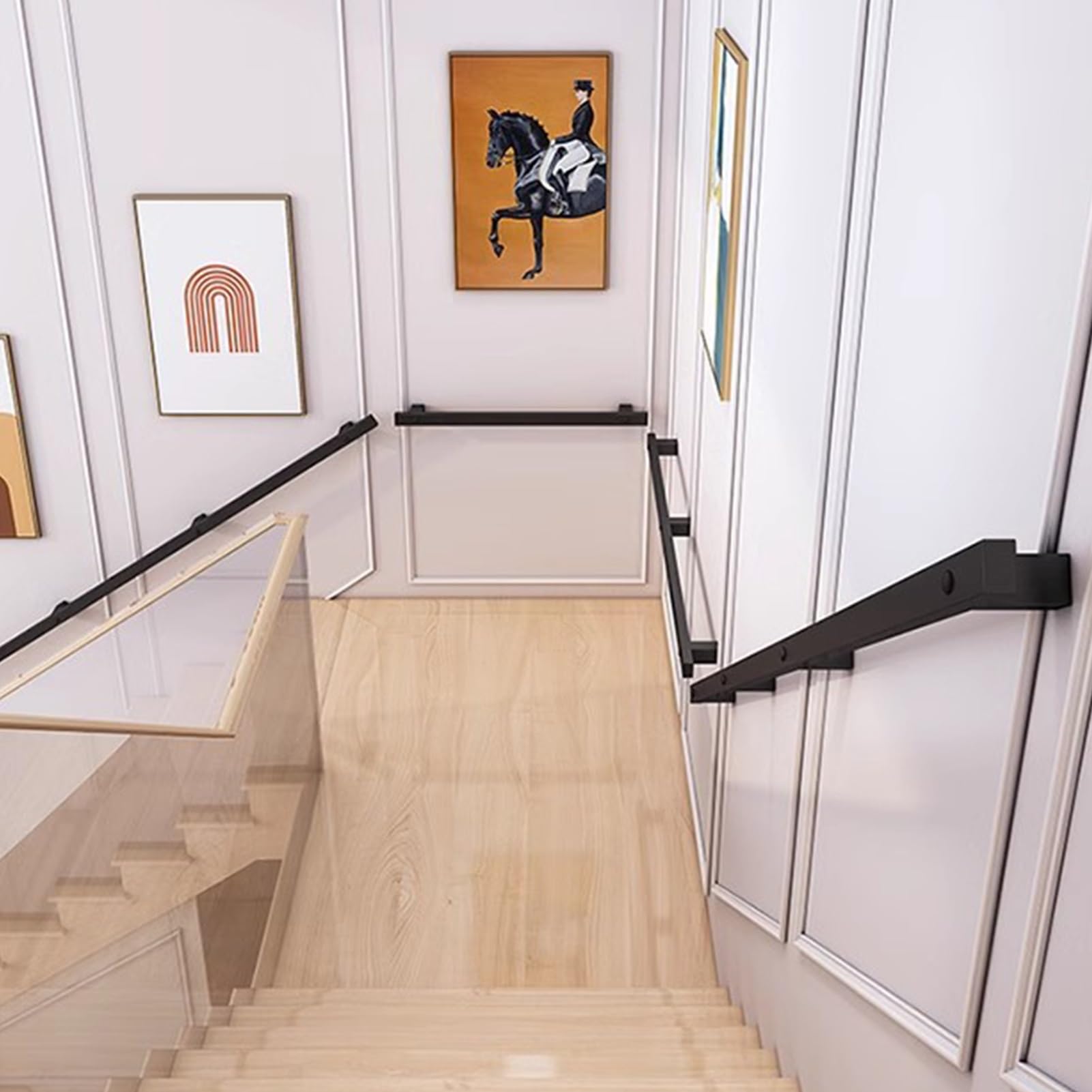Modernes Treppenhandlaufgeländer mit Wandhalterungen und Metallschrauben, Treppengeländer aus Vierkantrohr aus Schmiedeeisen, Rutschfester Handlauf für die Innen- und Außendekoration(180cm)