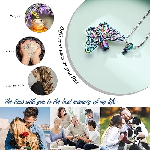 Miniatura 5 de Collar de urna de mariposa para cenizas, recuerdo de acero inoxidable, medallón conmemorativo de urna para cenizas, joyería de cremación