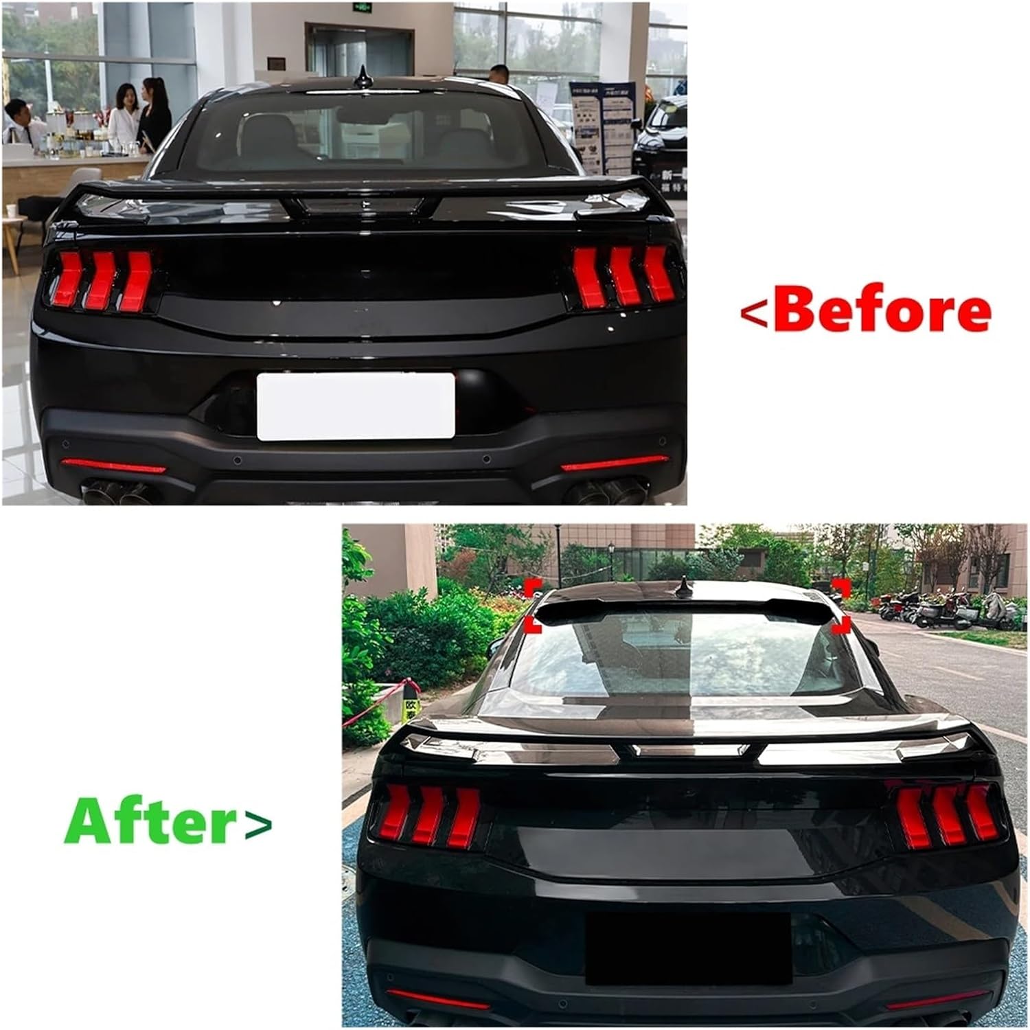 Compatible for Ford Mustang MK7 2024 2025+ Rear Roof Spoiler Rear Wing Lip Trim Sticker ABS Styling Body Kit(Glossy Black)