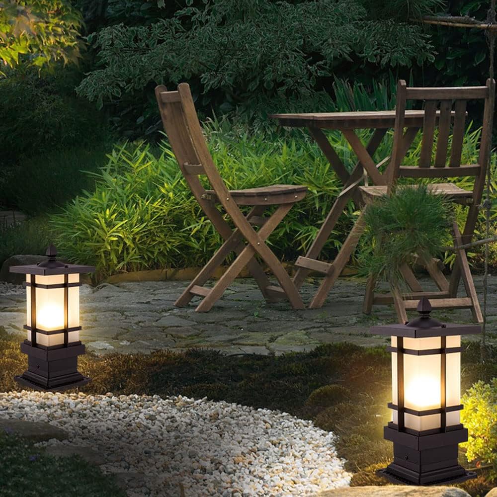 USMJQVZ Square Outdoor Floor Lamp Modern Outdoor Post Lantern Garden Path Patio, UL Listed for Outdoor Light Fixture