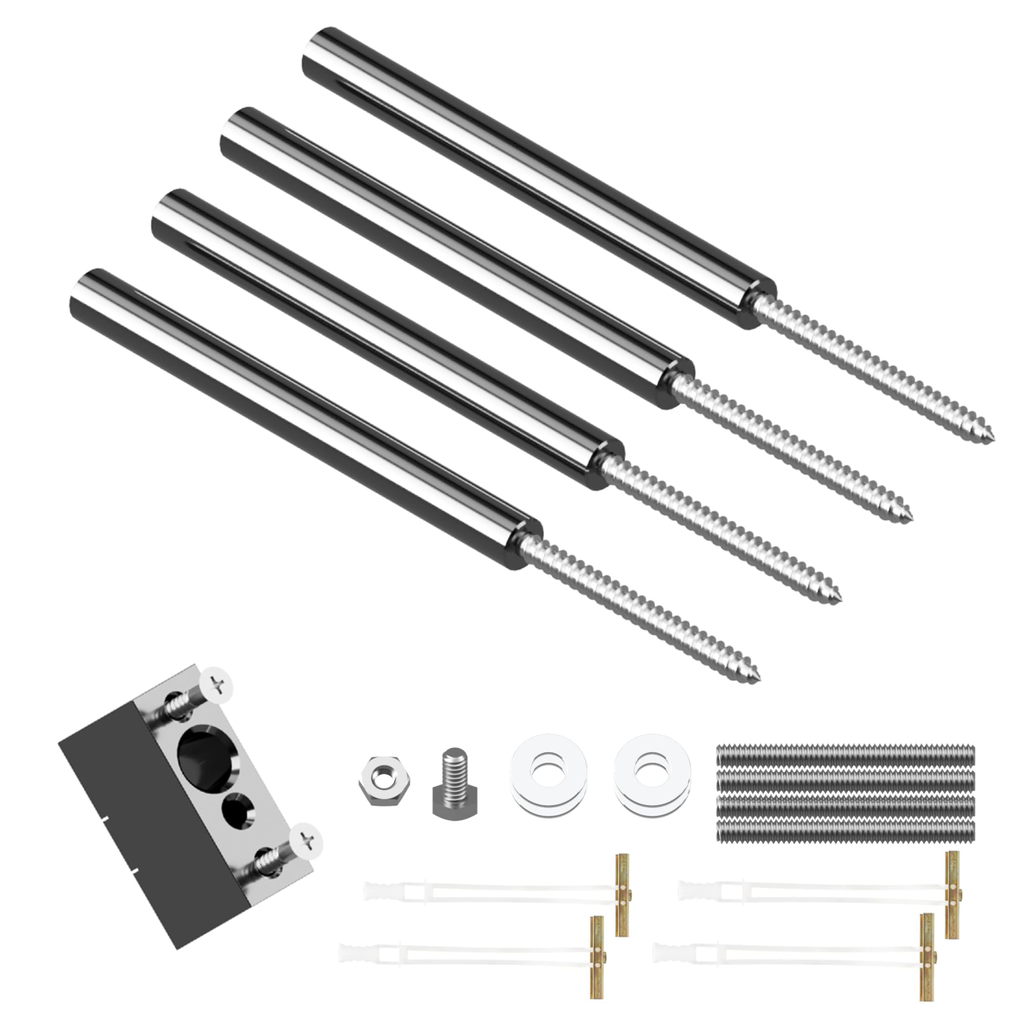 Photo 1 of Floating Shelf Hidden Bracket 5" (4 PCS) - Hidden Supports for Wooden Floating Shelves - Drywall Mount or Stud Mount with Included Drill Guide and Steel Hardware