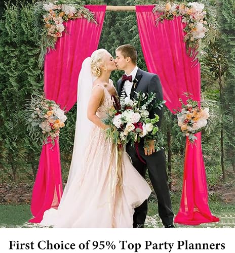 Miniatura 5 de DUOBAO Cortina de gasa rosa intenso, 2 paneles de 29 pulgadas (29.1 in de ancho) por 120 pulgadas de largo, cortinas de gasa para boda, cortinas de