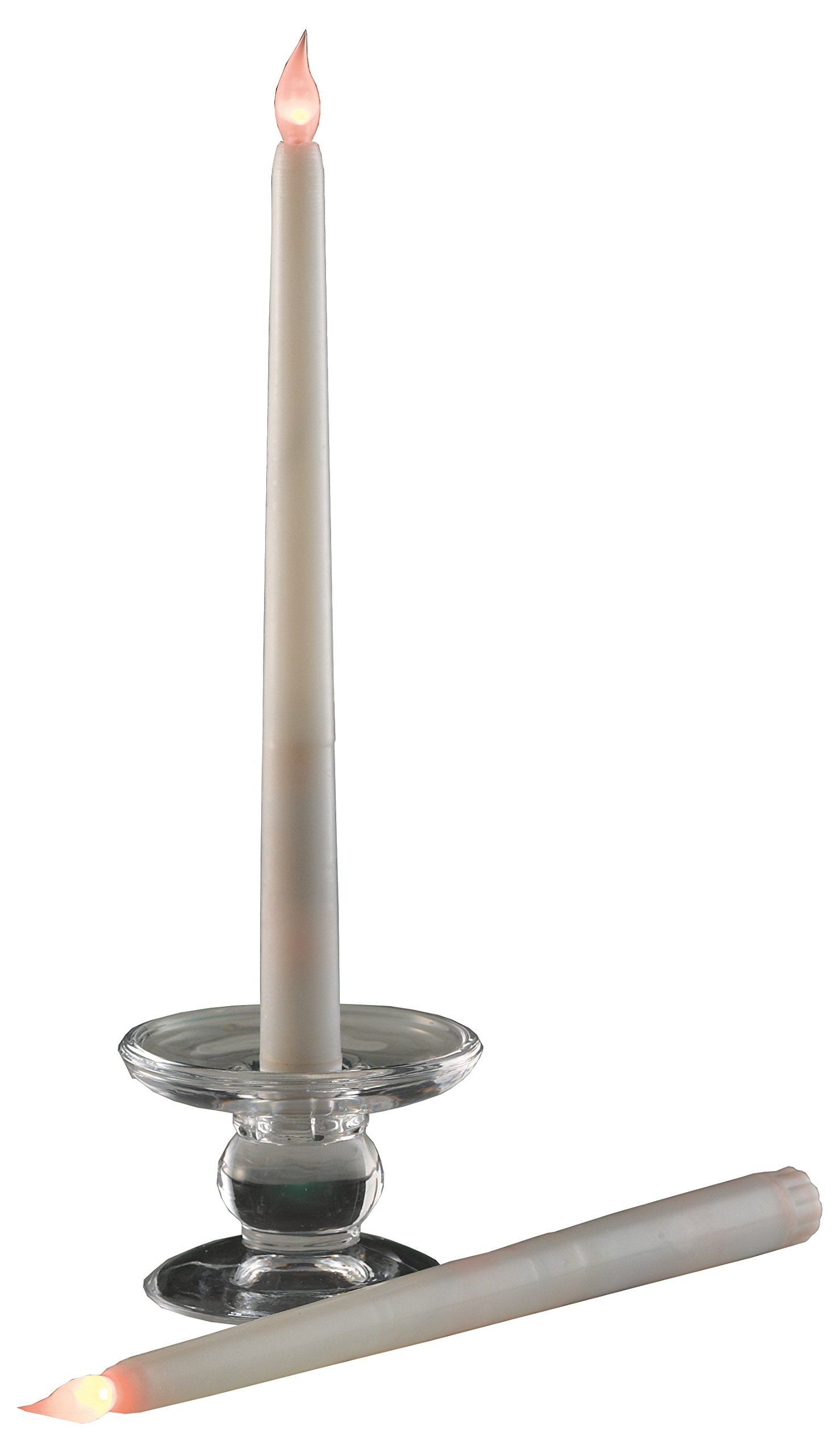 Biedermann & Sons 2 Count LED Wax Taper Candles Box, White