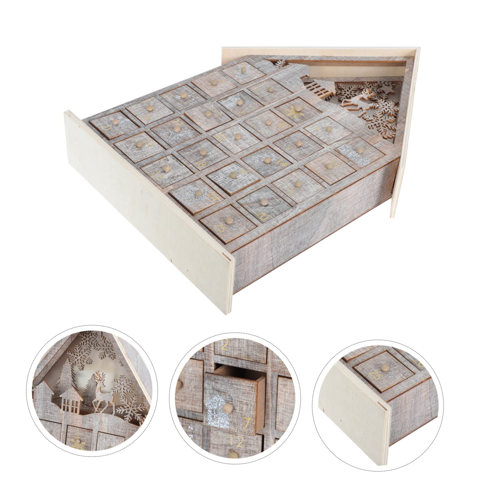 1pieza Calendario De Adviento De Madera Luminosos Para Decoración Navideña Para Niño Niña Sorpresas y Dulces Accesorio Encantador Para Fiestas De Navidad