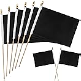 WEITBF 12Pcs 8×12 Inch Solid Black Flags Small Blank Sublimation DIY Flags on Stick Mini Triangle Handheld Solid Color Graffiti Flag