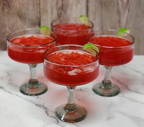 Miniatura 3 de Dos Sueños Vidrio soplado a mano mexicano – Juego de 4 vasos de margarita natural soplado a mano (16 onzas)