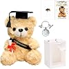 Graduation Bear, Graduation Gifts for He and Him, Graduation Presents, Small Teddy Bears, Brown Teddy Bear, 23 Cm with Card and Keychain, Graduation Ceremony and Home Decoration