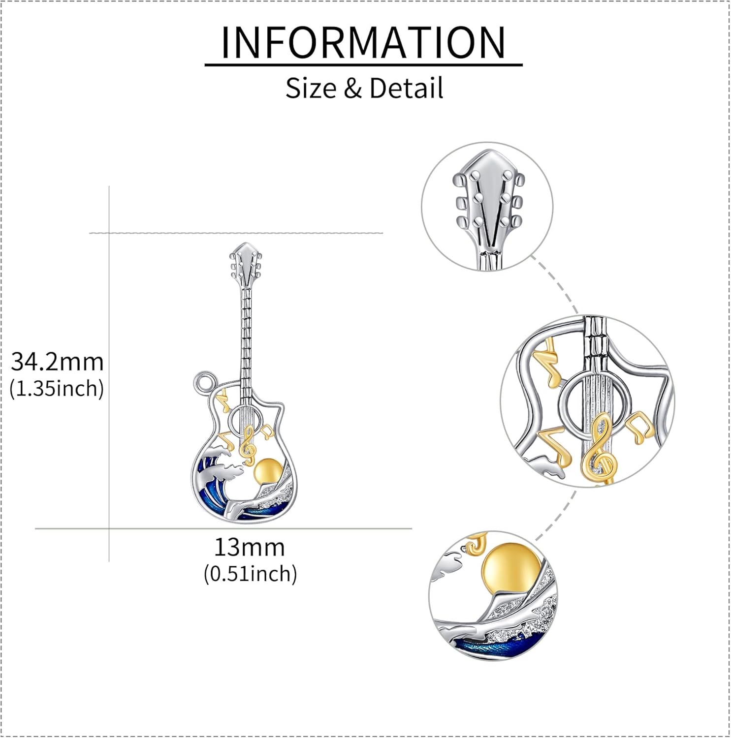 Guitar/Guitar Pick/Violin Necklace 925 Sterling Silver Music Note Pendant Music Jewelry Gift For Women - Image 5