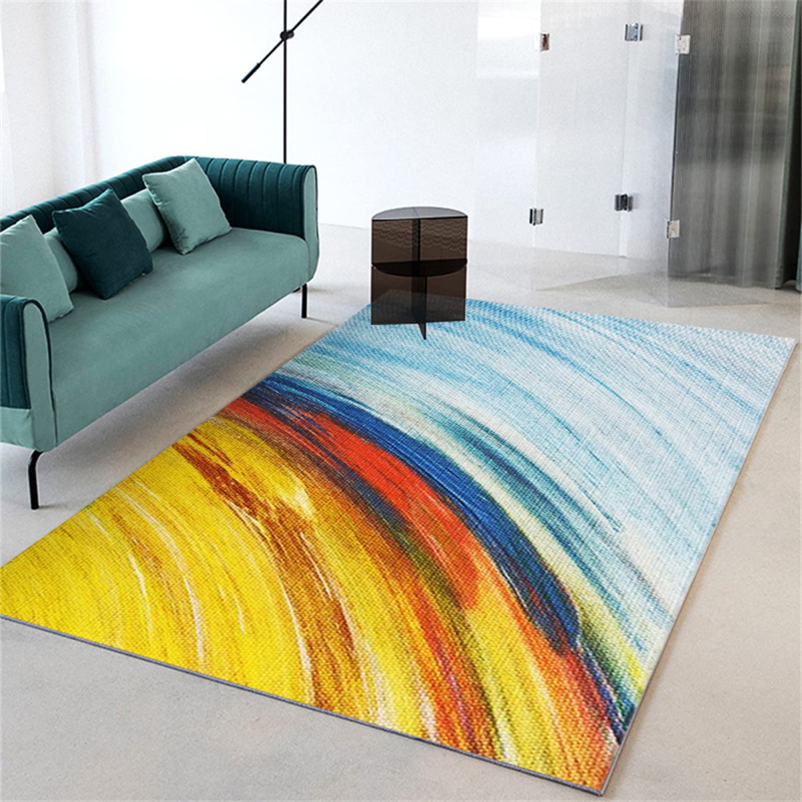 Antifouling Small Rugs Living Room Yellow Red Blue Rugs Bedroom Small Rape Painting Abstract Elements Rugs For Bedroom Stain Resistant Carpet 180X280cm