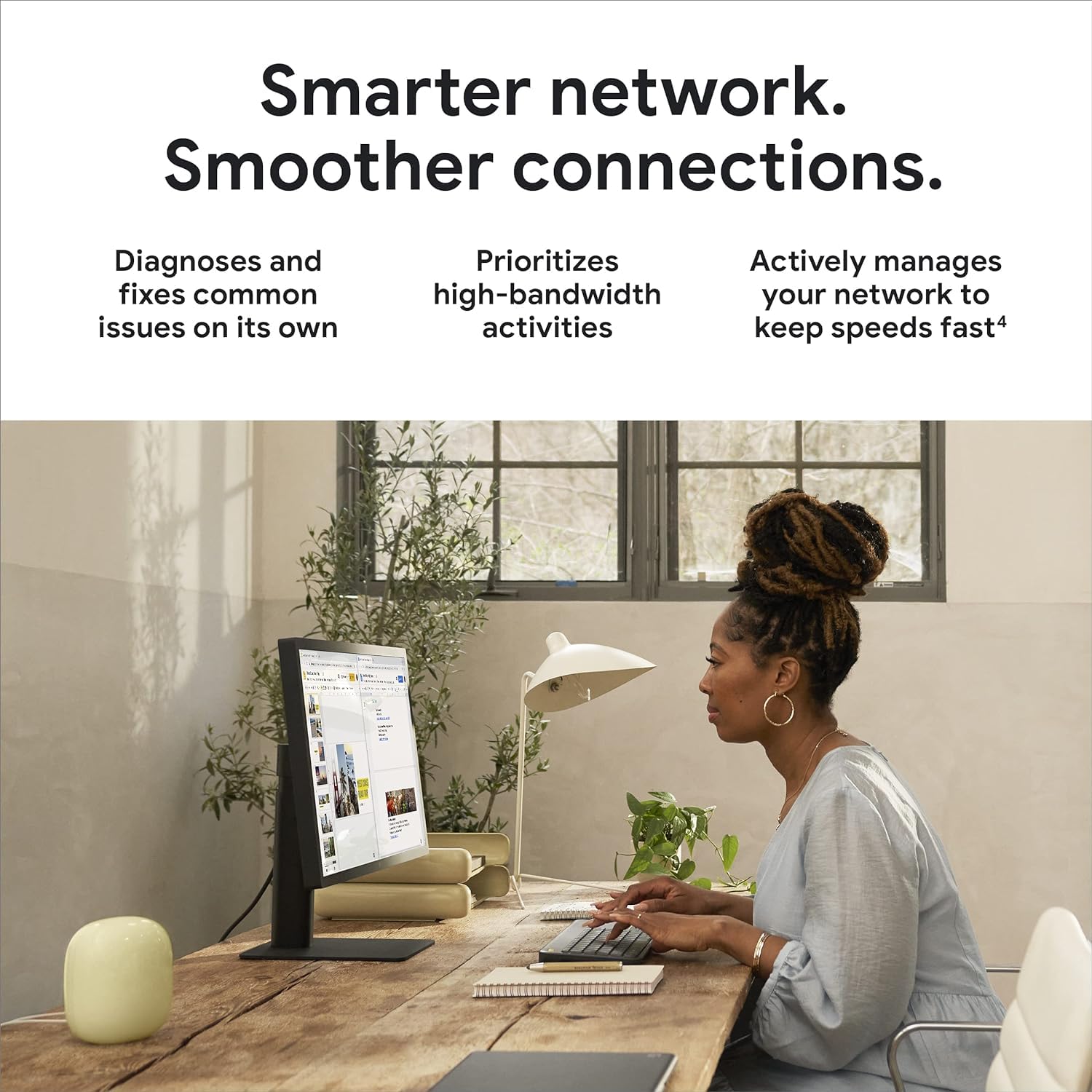 Google Nest WiFi Pro - Wi-Fi 6E - Reliable Home Wi-Fi System with Fast Speed and Whole Home Coverage - Mesh Router - Non-Retail Packaging - 4 Pack - Snow