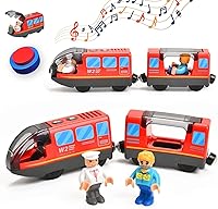 Giant Bean Battery Operated Electric Locomotive Train Set - Magnetic, Powerful Engine, Compatible Wooden Tracks, Christmas Gift Kids 3+