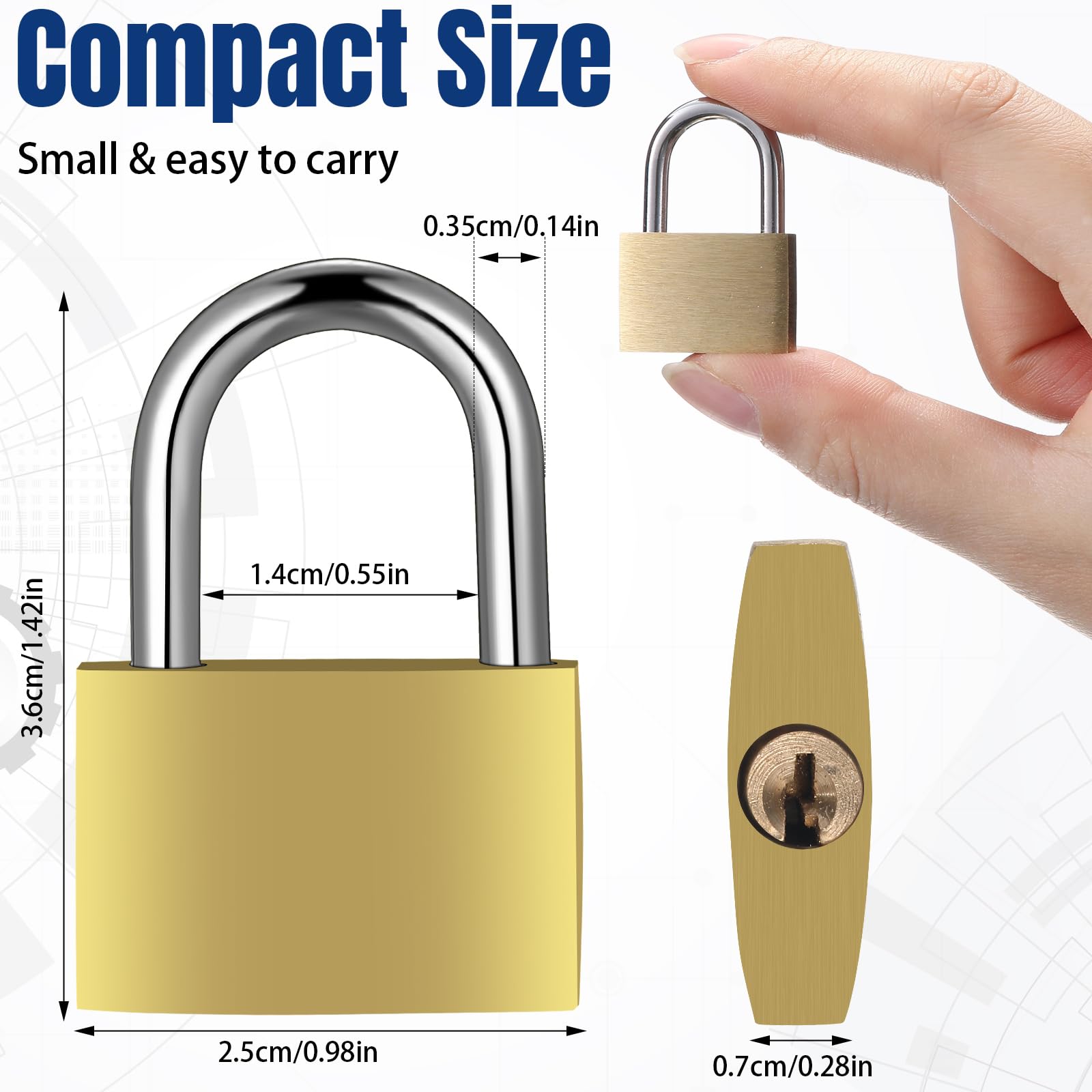 Yaocom 24 candados con llave de latón macizo, pequeños candados con llave igual amarilla, candado fuerte con llave para caja de herramientas de equipaje (25 mm)