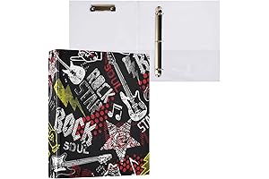 Grunge Rock Music 3 Ring Binder 1.5 Inch Binders with Clipboard Pockets...
