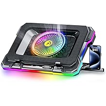 ChillCore RGB Gaming Laptop Cooling Pad with 5.5" Turbo Fan, Rapid Cooling for 15.6-19.3" Laptops, Variable Speed Control, 7 Adjustable Heights - K1 5V RGB