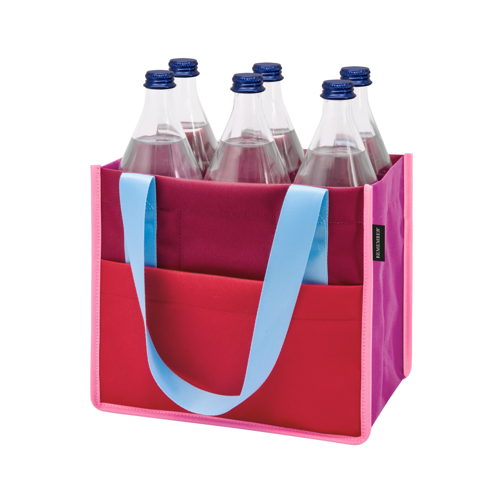 Remember torba na butelki "Berry" na 6 butelek - 27 x 24 x 18 cm z paskiem do noszenia