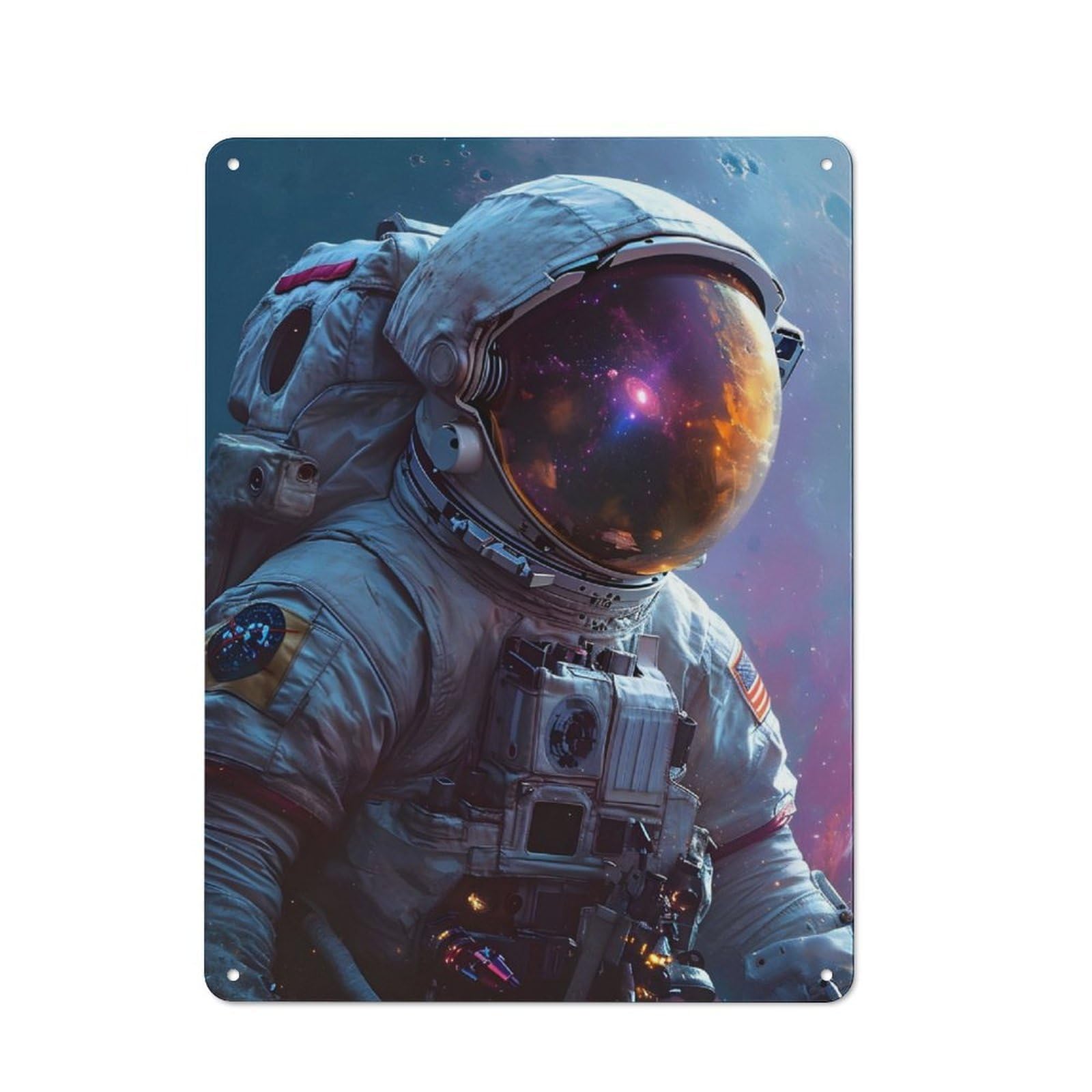 Junmoney Astronaut In Space Industrial-Style Tin Sign 40X30cm For Pub Or Café, Suited To Pub Decor Enthusiasts