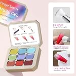 Professional Gradient Painting Gel, 9 Colors Ombre Gel Nail Polish With 100PCS Nail Sponges & Grabbing Pen Soft And Easy To Shoot For Acrylic Nails And Natural Nails ,French Manicure DIY Nail Art (A07)