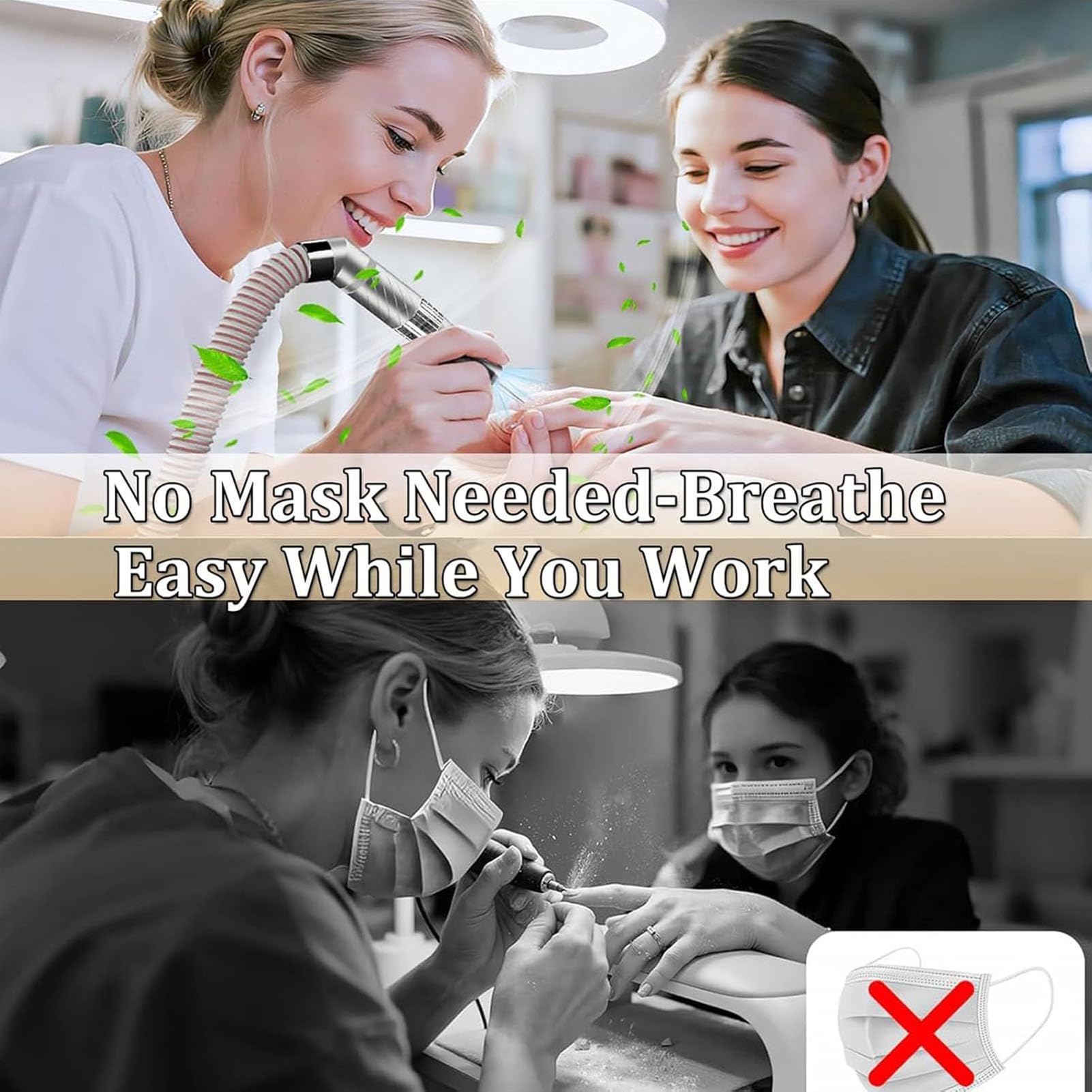 Colector de polvo de uñas, dispositivo profesional 2 en 1 de 200 W, 30000 RPM, bajo ruido ≤ 68 dB, eficiente taladro de uñas y eliminación de polvo para salones de belleza