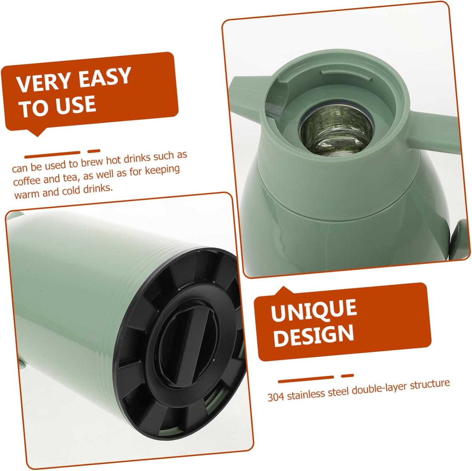 Gadpiparty Insulated Vacuum Bottle Temperature Display Water Jug Thermal Carafe Hot Water Flask Hiking Friendly